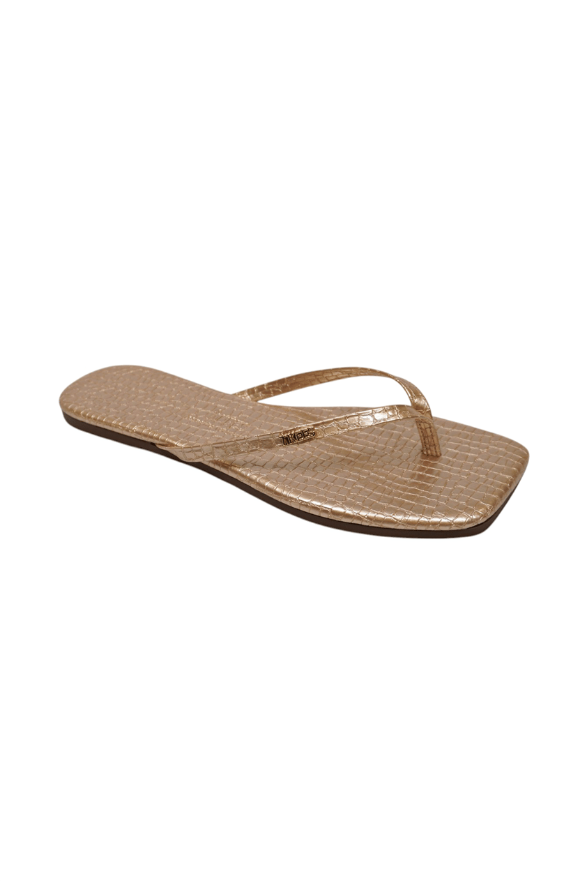 Tkees Kadın Crocodile Gold Metal Logo Kare Burun Terlik Çok Renkli