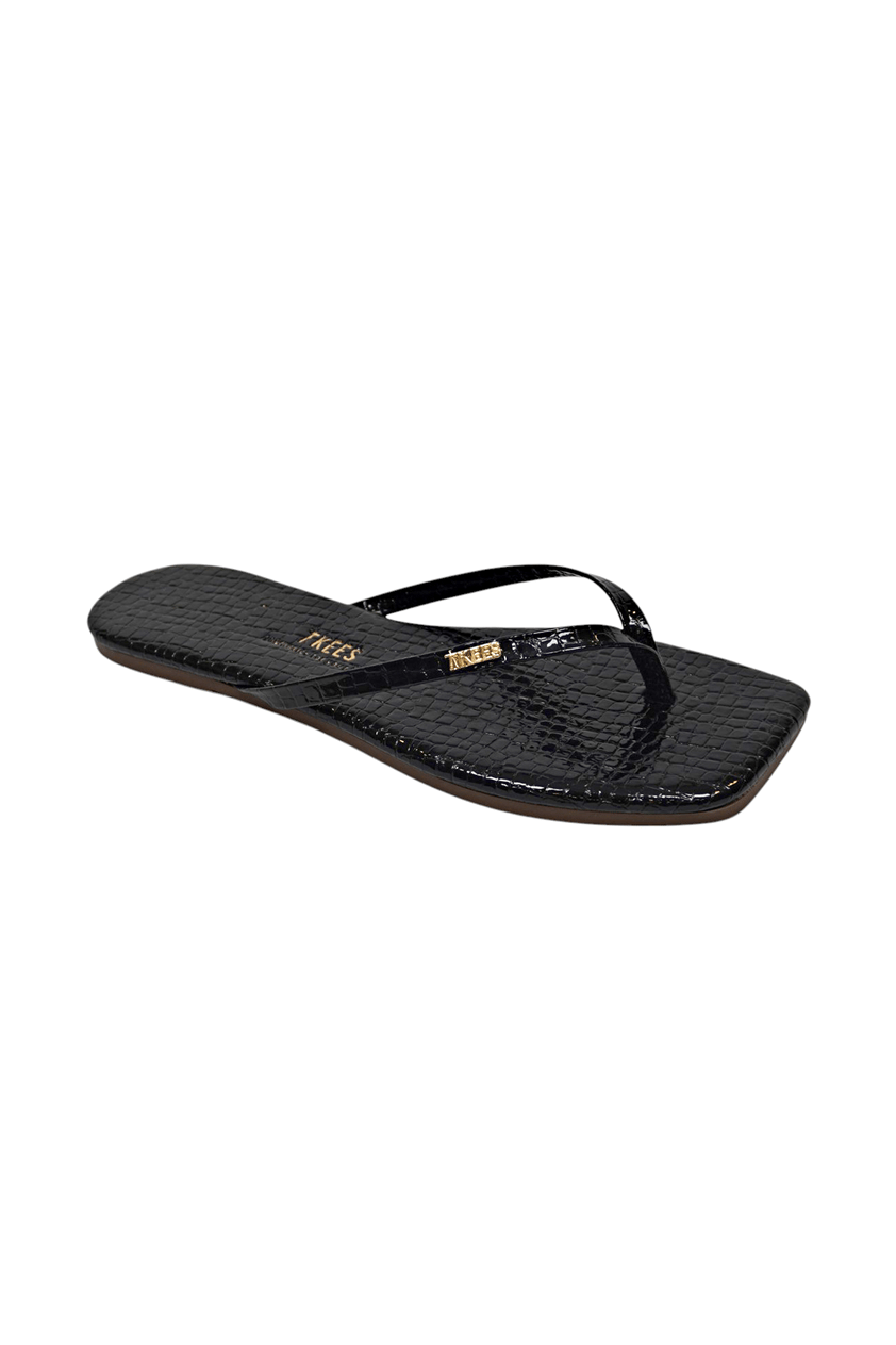 Tkees Kadın Crocodile Siyah Metal Logo Kare Burun Terlik Çok Renkli