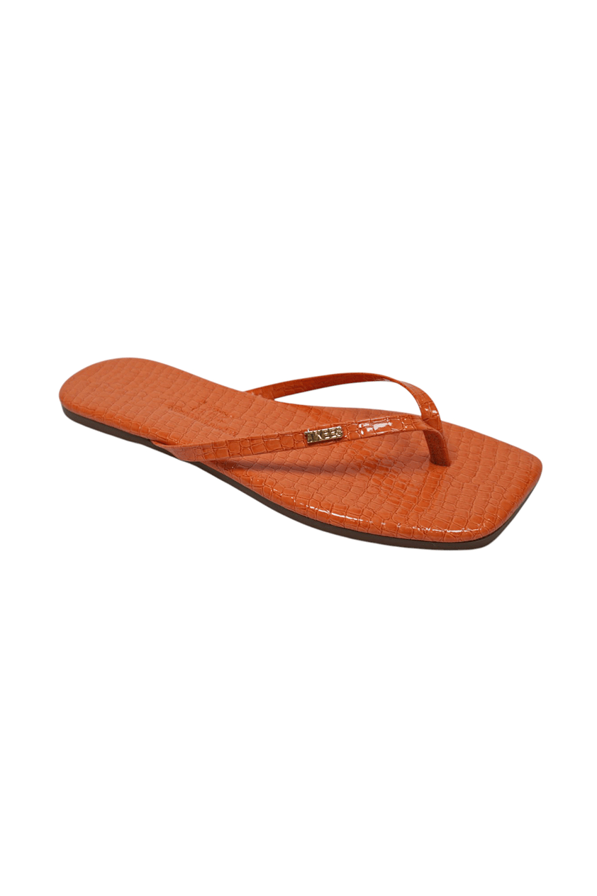 Tkees Kadın Crocodile Turuncu Metal Logo Kare Burun Terlik Çok Renkli