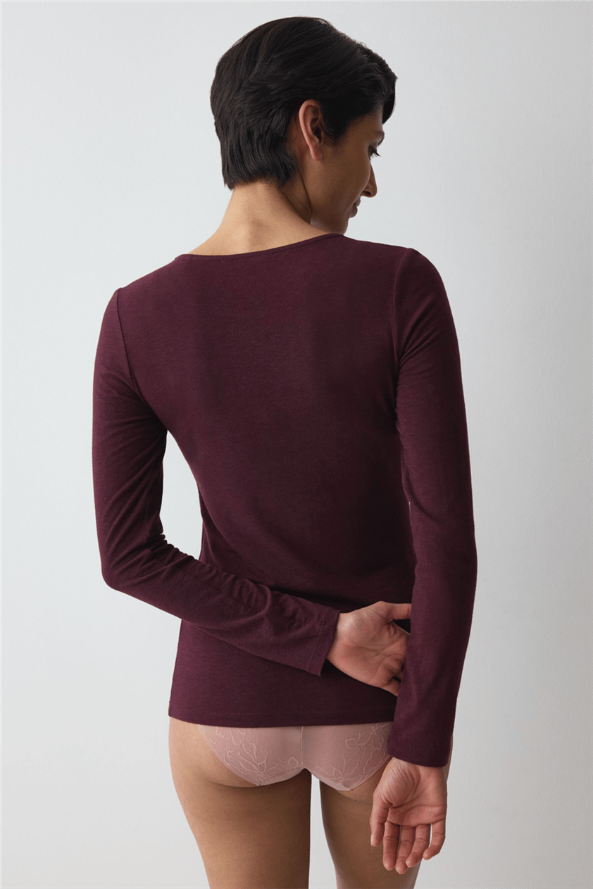 Triumph Beauty Layers LSL Top 04 Kadın Uzun Kollu T-Shirt Bordo