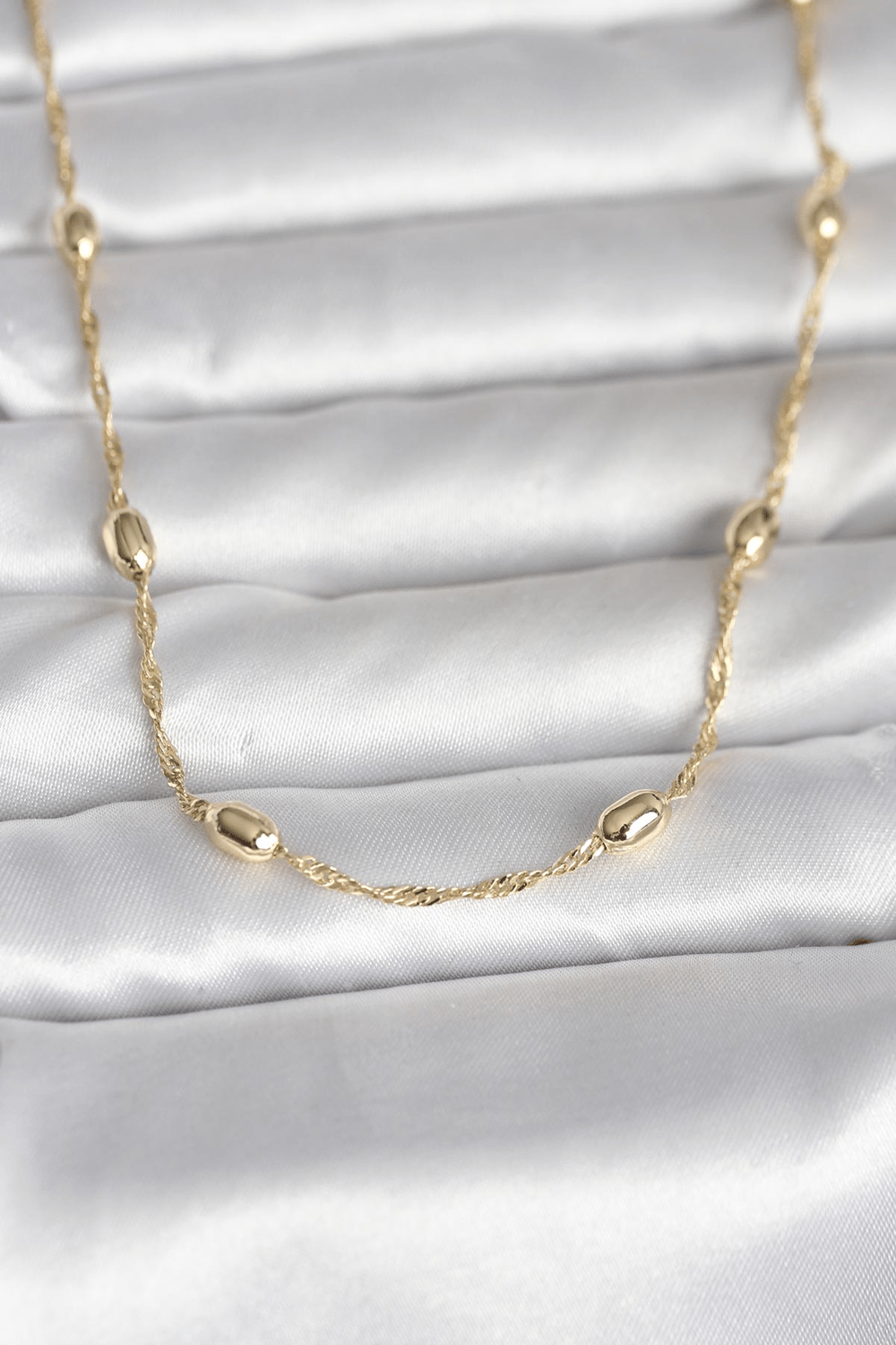 CM 14K Gold Renk Burgu Zincirli Damla Topçuk Model 45 cm Kadın Kolye