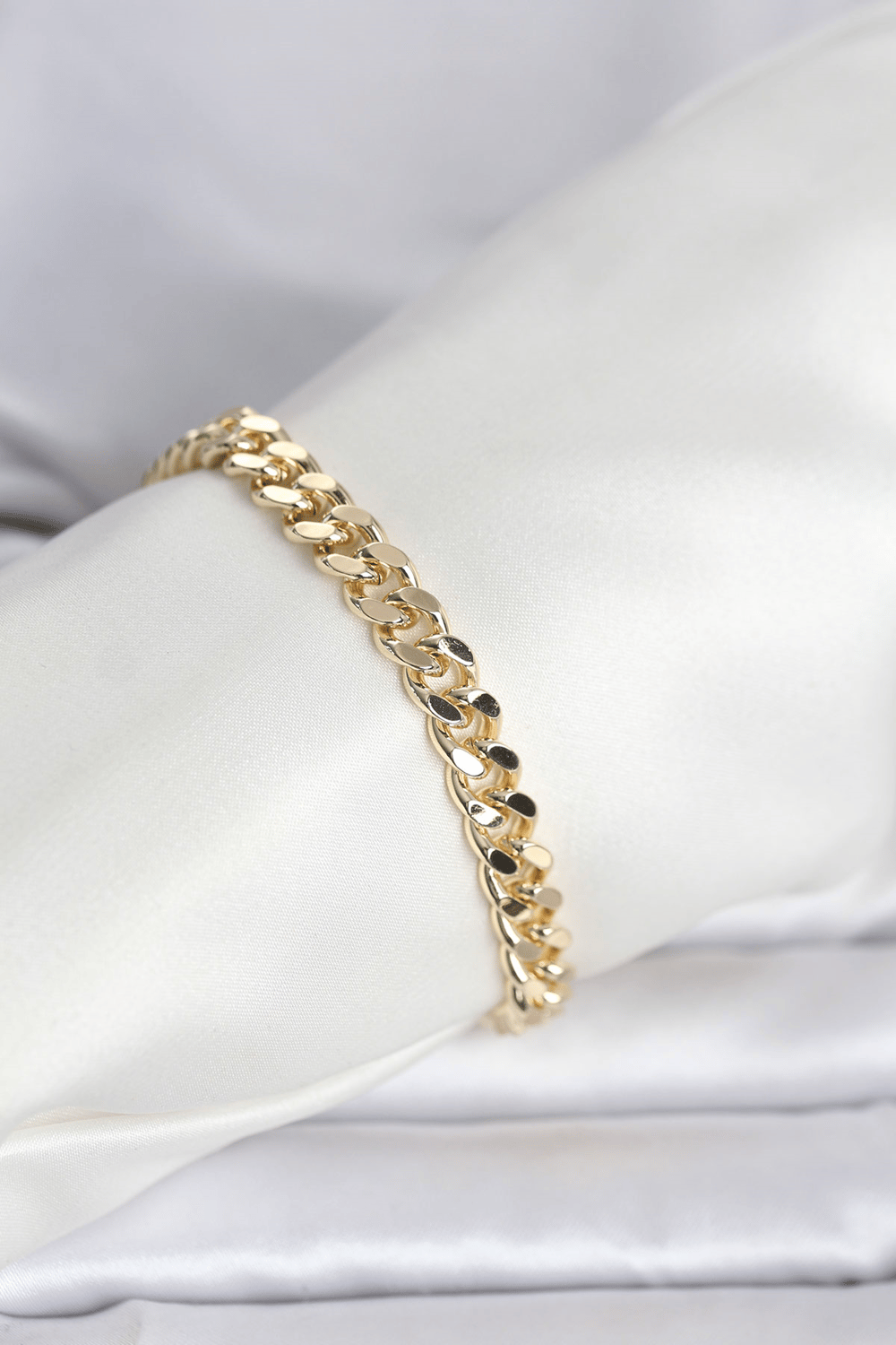 CM 14K Gold Renk Ezme Kalın Zincir Model Kadın Bileklik