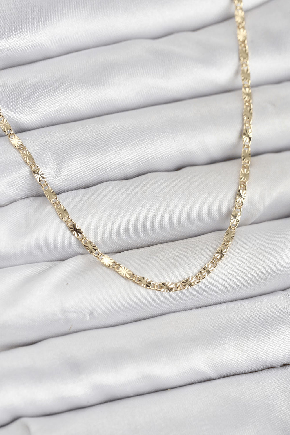 CM 14K Gold Renk Lazerli Zincir Model Kadın Kolye