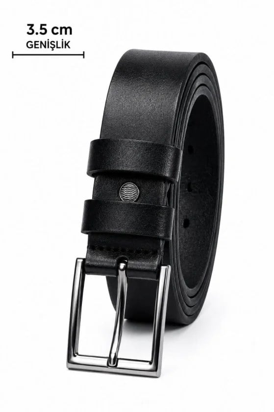 Erkek Hakiki Deri 3.5 Cm Klasik Kemer Metal Tokalı Günlük Ve Klasik Kullanım