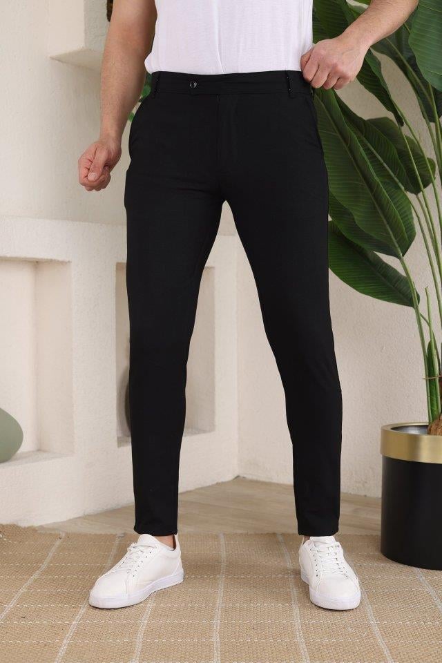 Erkek Slim Fit Likralı Bilek Boy Kumaş Pantolon