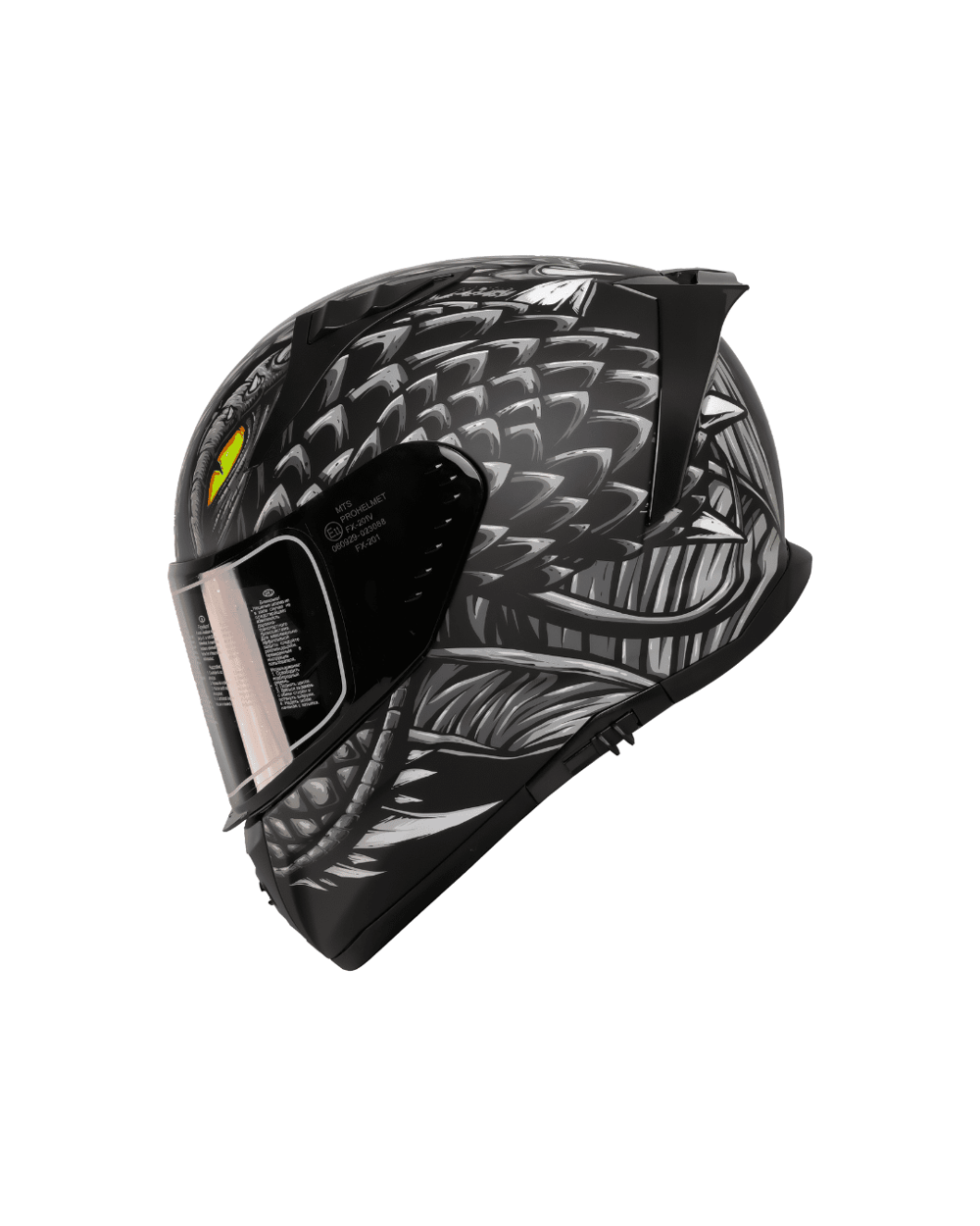 MTS M-801 Snake Full Face Güneş Vizörlü Kask - Draglax Grey - MotoDede