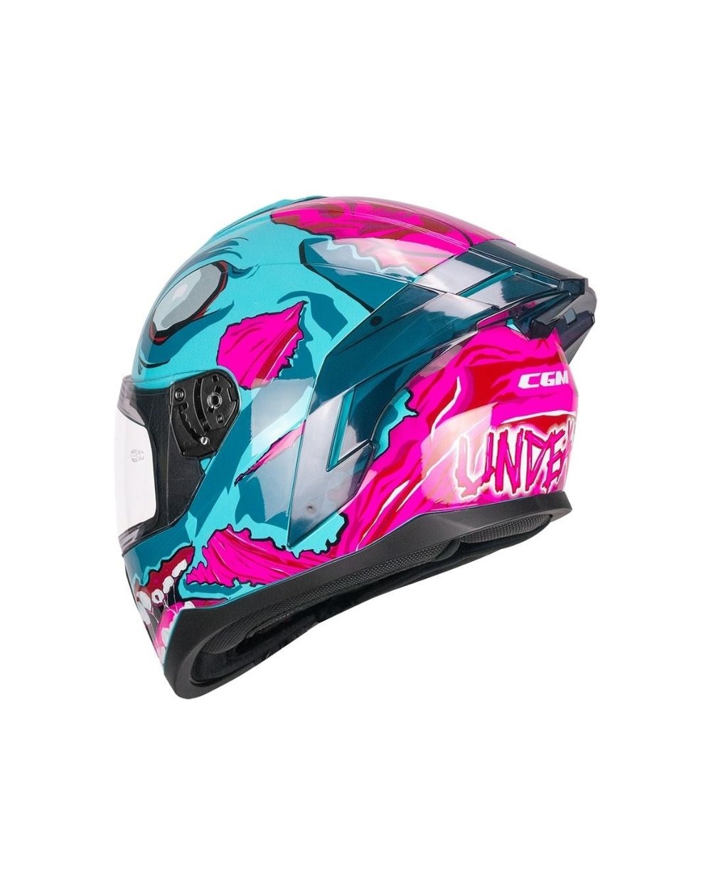 CGM 330R Riot Undead Spoylerli Tam Kapalı Kask - Mavi/Rosa - MotoDede