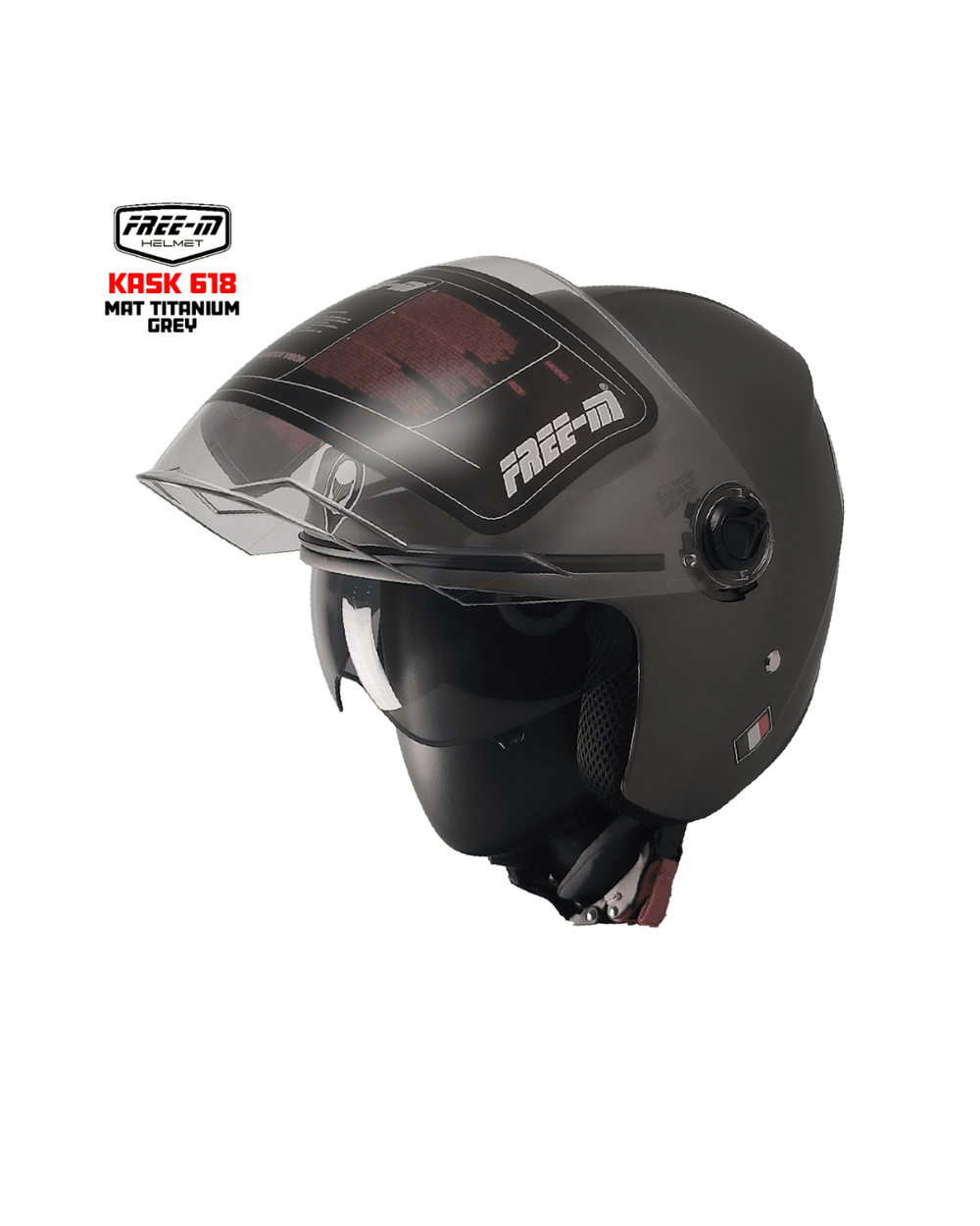 Free-M YA-665VR Yarım Motosiklet Kaskı - Mat Titanium - Motodede