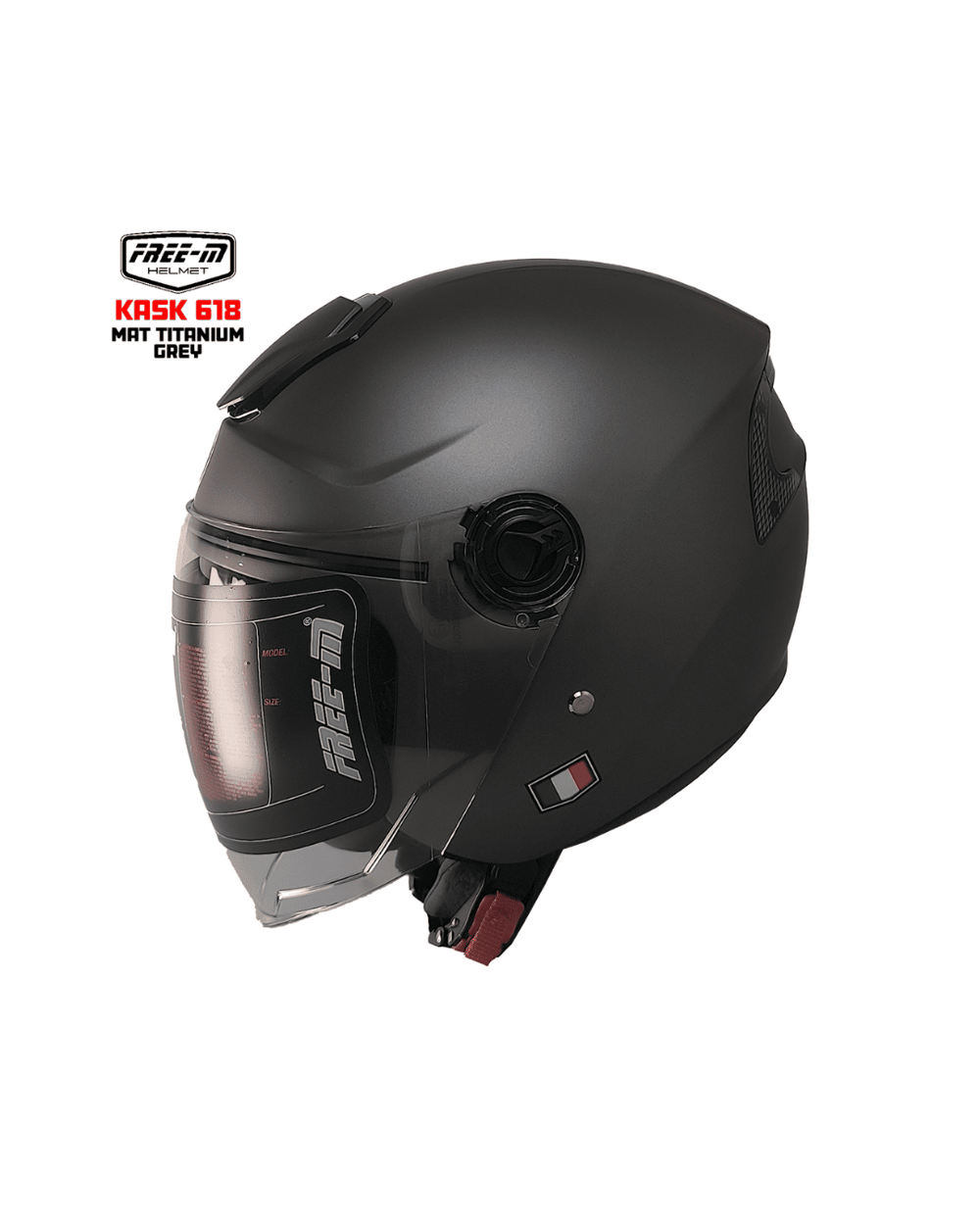 Free-M YA-665VR Yarım Motosiklet Kaskı - Mat Titanium - Motodede