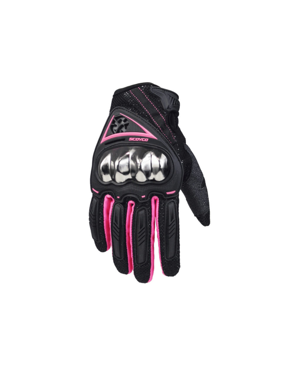 Scoyco MC44W Karbon Korumalı Kadın Motosiklet Eldiveni - Siyah/Pembe