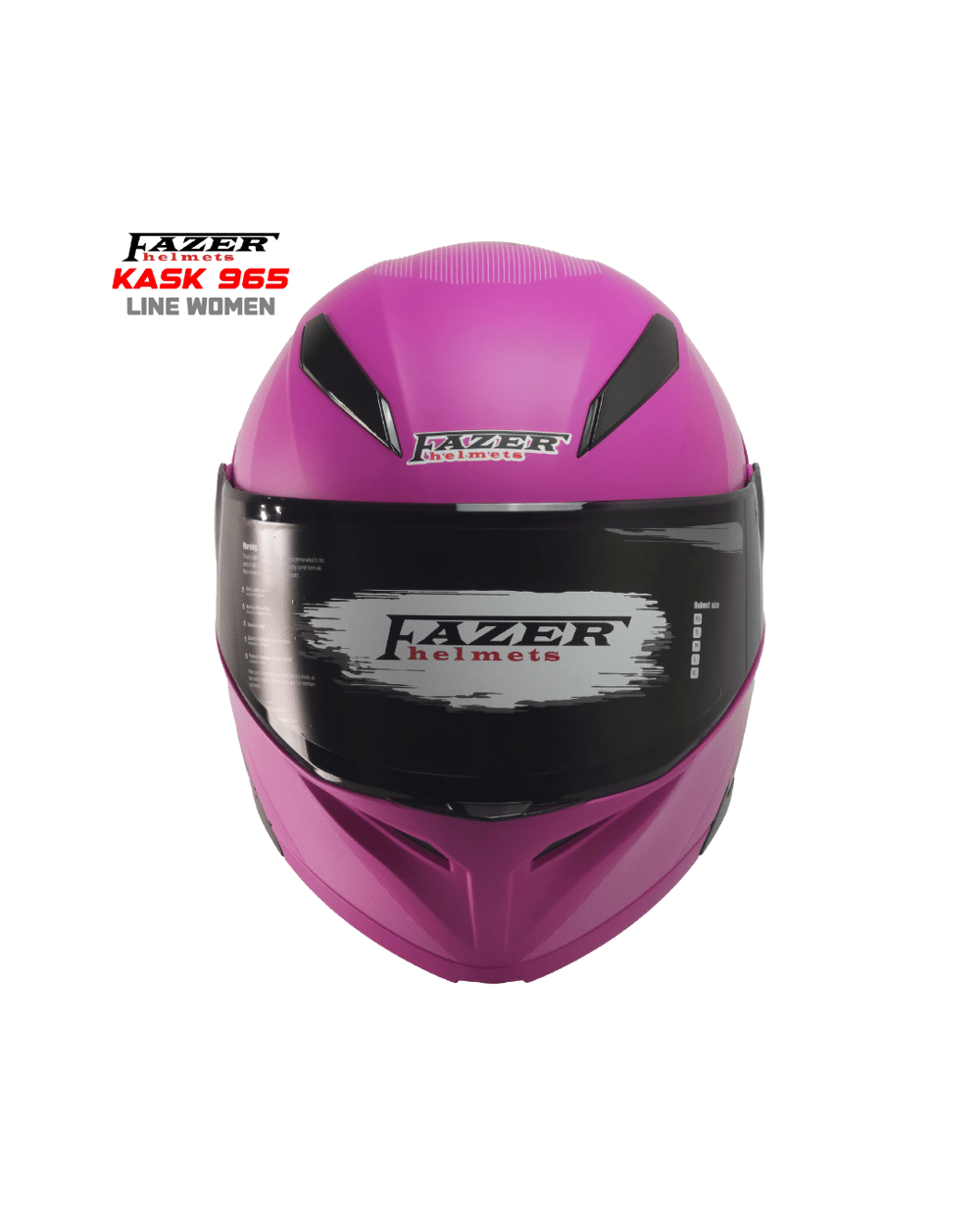 Fazer 965 Line Women Çene Açılır Kadın Motosiklet Kaskı - Mat Siyah/Pembe