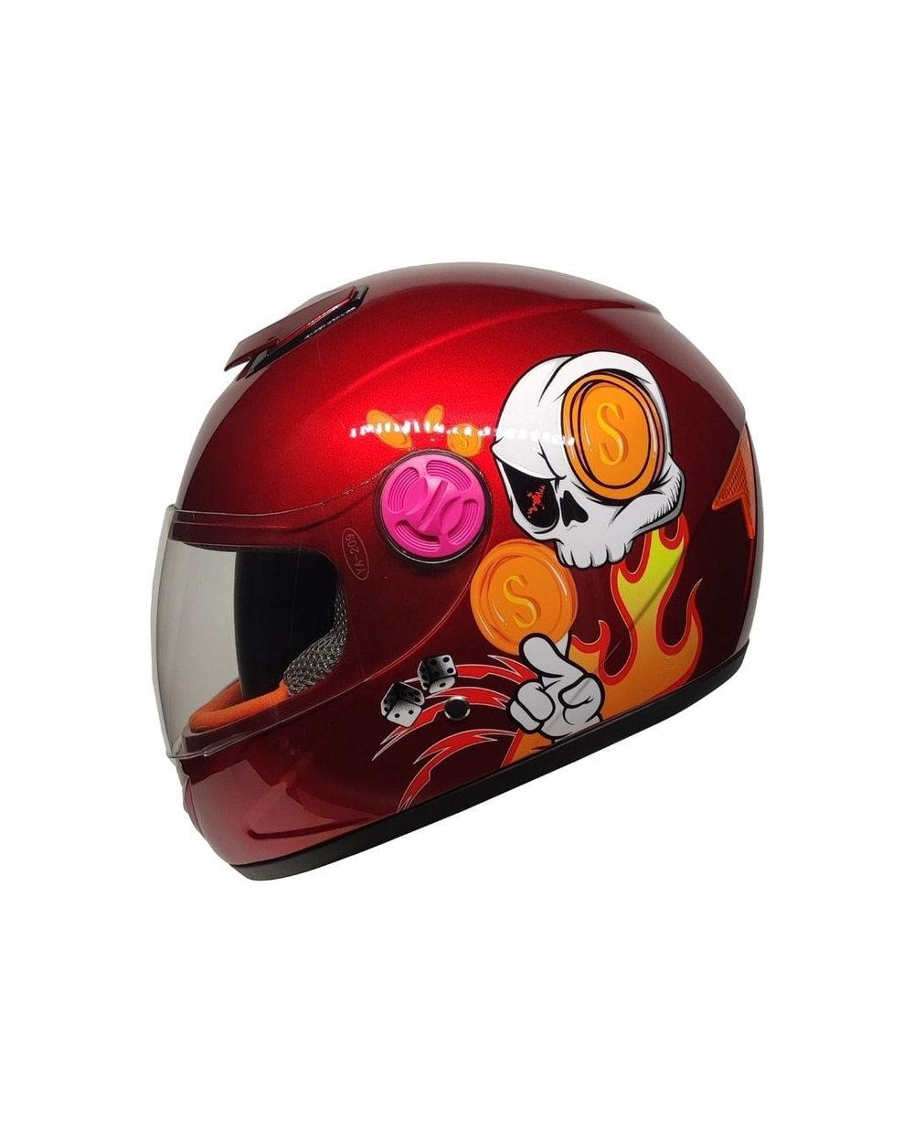 Pro Helmets YA-201VR Skull Kırmızı Kapalı Çocuk Kaskı - MotoDede