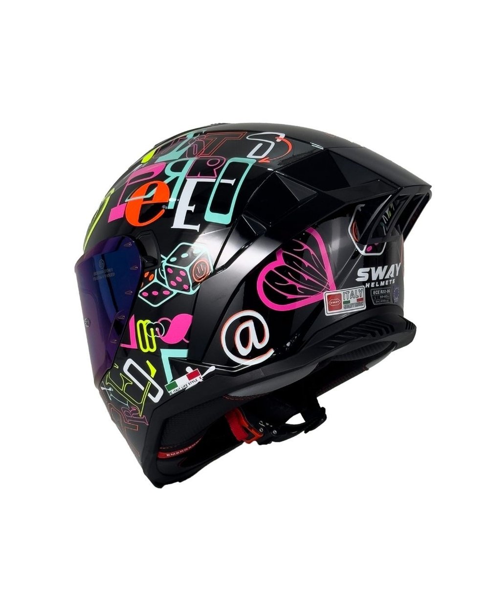 Sway SW-867 Peri Colorful Full Face Kask - MotoDede