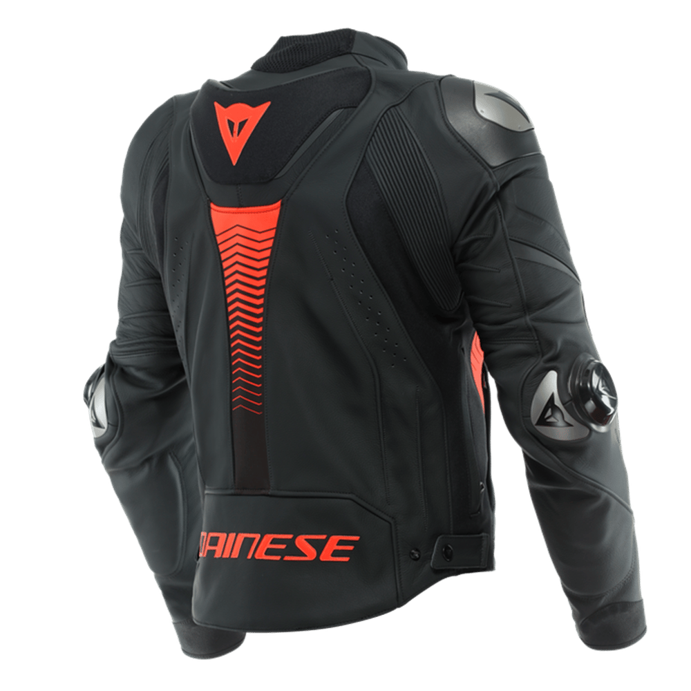 DAINESE/SUPER SPEED 4 LTHR JCKT BLK-MATT FLUO RED