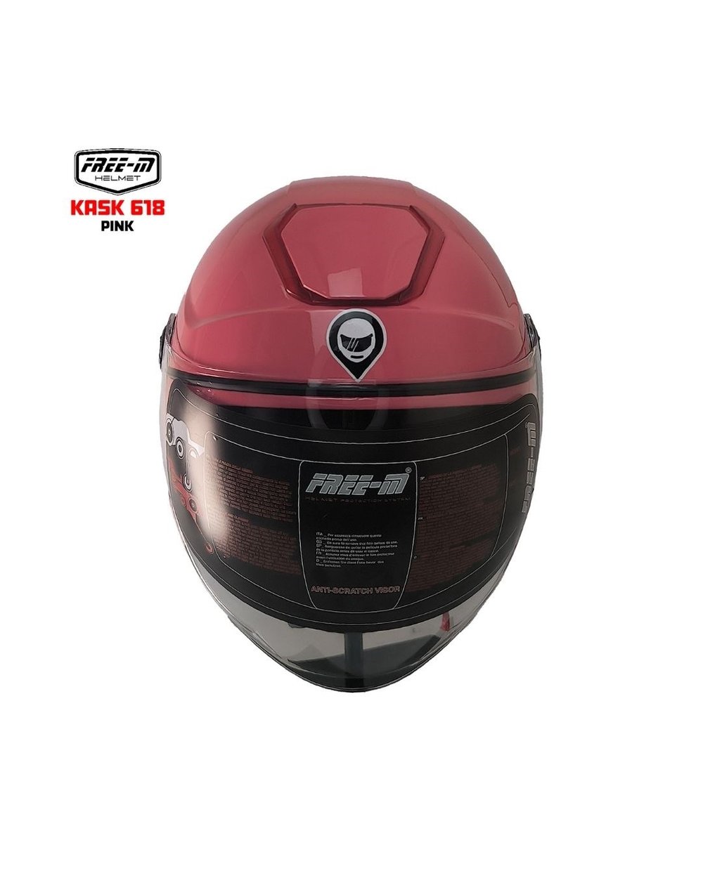 Free-M YA-665VR Yarım Motosiklet Kaskı - Pembe - Motodede
