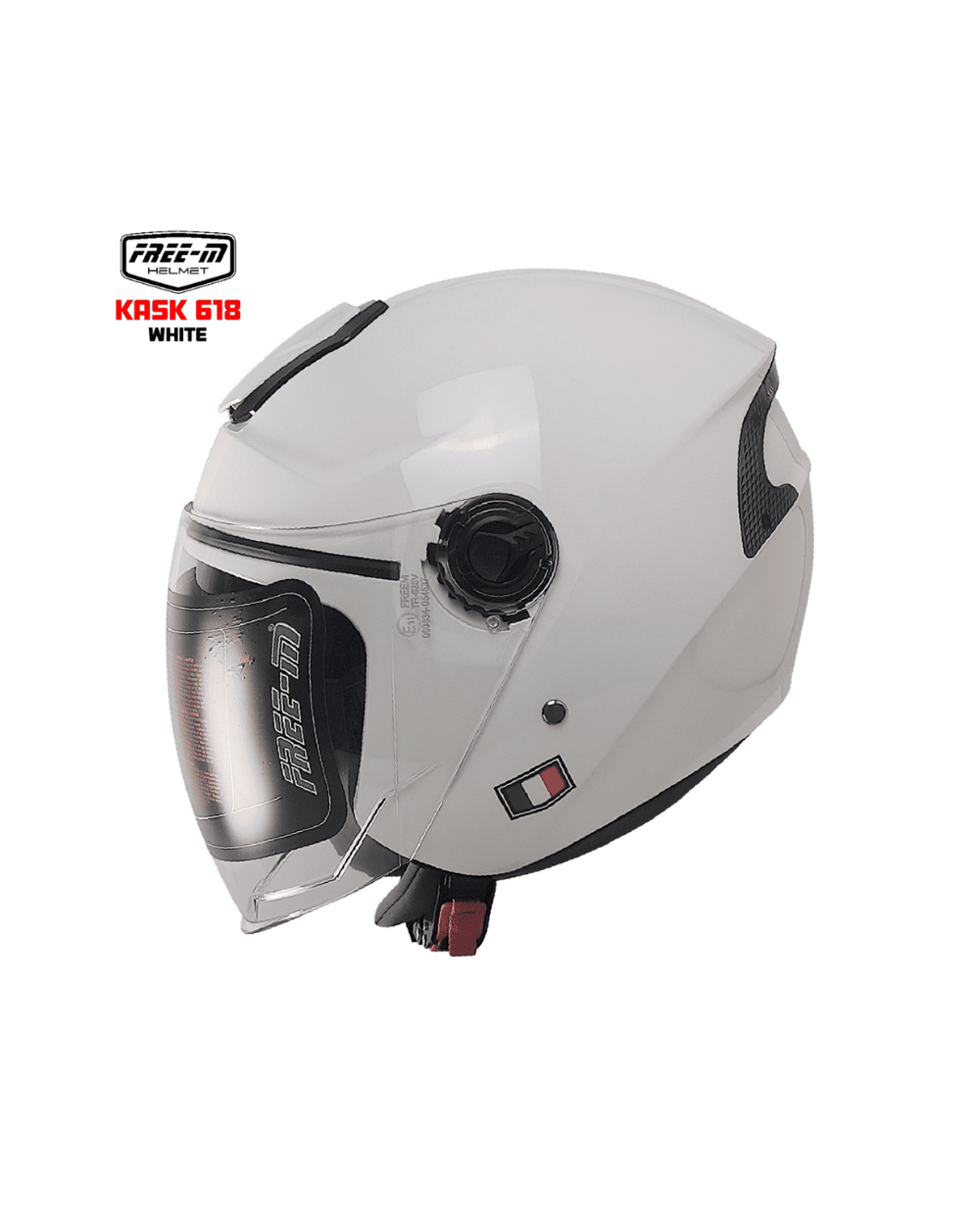Free-M YA-665VR Güneş Vizörlü Yarım Kask - Beyaz - MotoDede