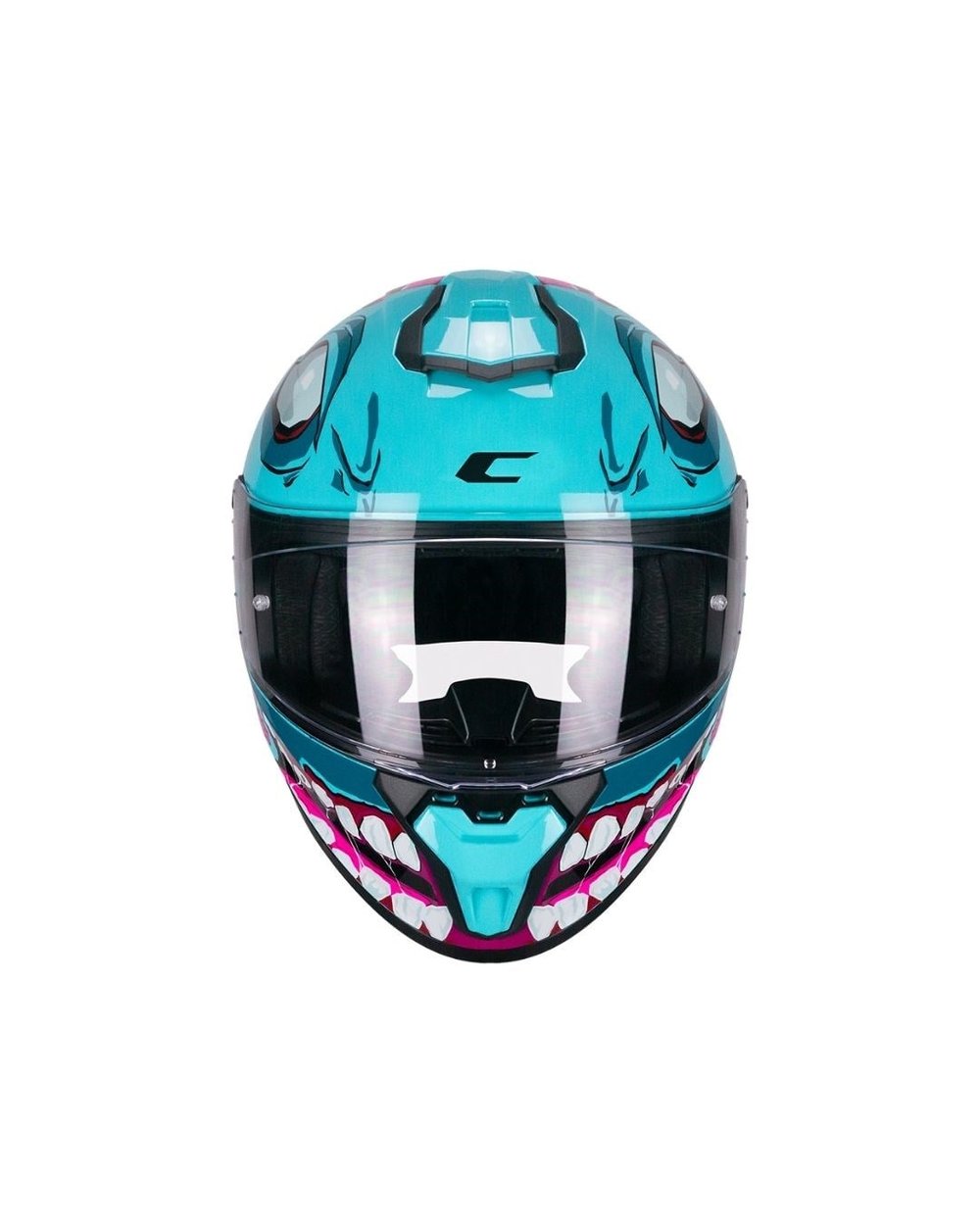 CGM 330R Riot Undead Spoylerli Tam Kapalı Kask - Mavi/Rosa - MotoDede