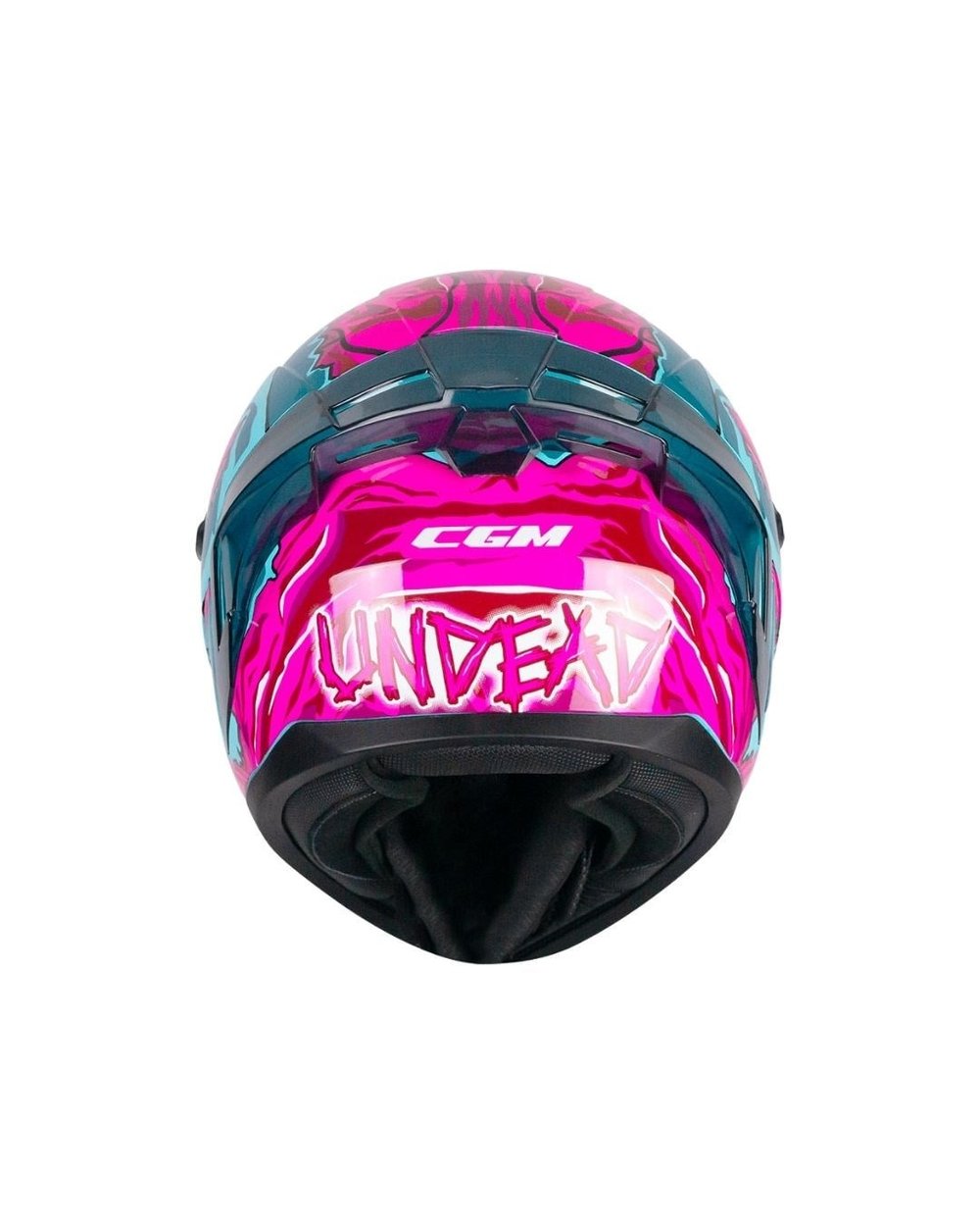 CGM 330R Riot Undead Spoylerli Tam Kapalı Kask - Mavi/Rosa - MotoDede