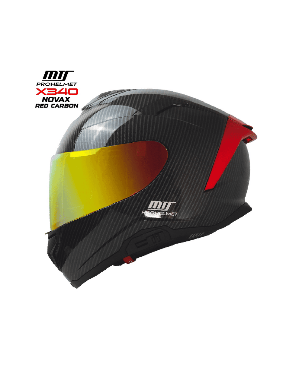 MTS Prohelmet X340 Novax Red Carbon Tam-Yüz Motosiklet Kaskı - MotoDede