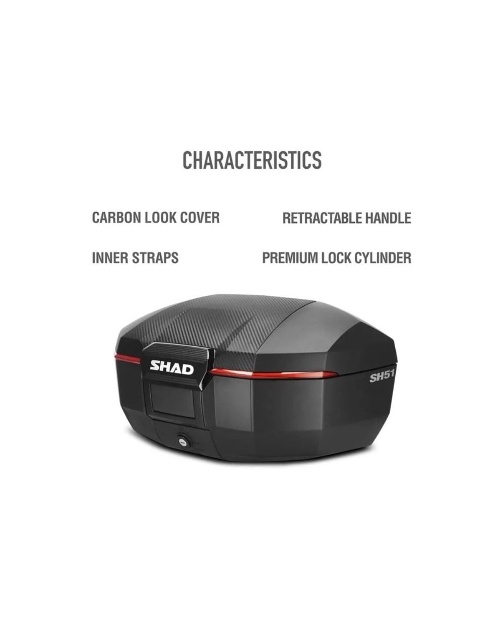 Shad SH51 Karbon Kapaklı Arka Çanta (Topcase) - 51 Litre - MotoDede