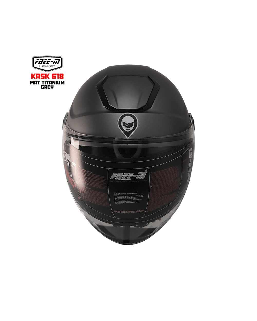 Free-M YA-665VR Yarım Motosiklet Kaskı - Mat Titanium - Motodede