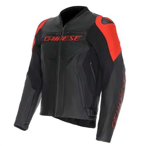 DAINESE CEKET RACING 5 LEATHER BLK BLK RED FLUO