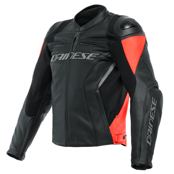 DAINESE/RACING 4  LEATHER BLACK/FLUO-RED