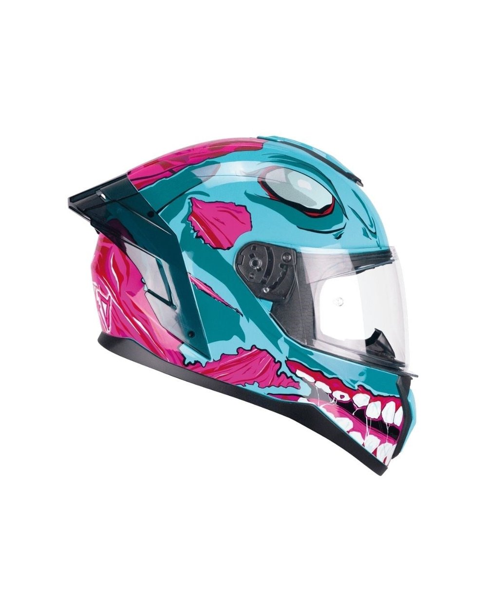CGM 330R Riot Undead Spoylerli Tam Kapalı Kask - Mavi/Rosa - MotoDede