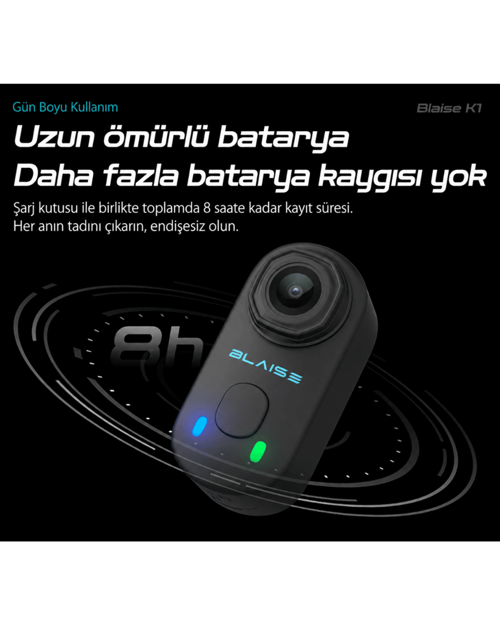 Blaise K1 4K Wi-Fi 32GB SD Kart Hediyeli Aksiyon Kamerası