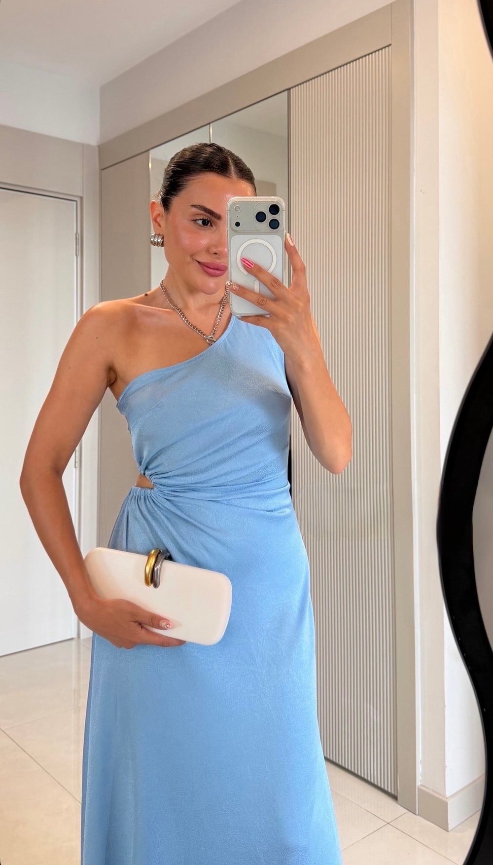 Lune Gold Zincir Askılı Kutu Formlu Clutch Çanta