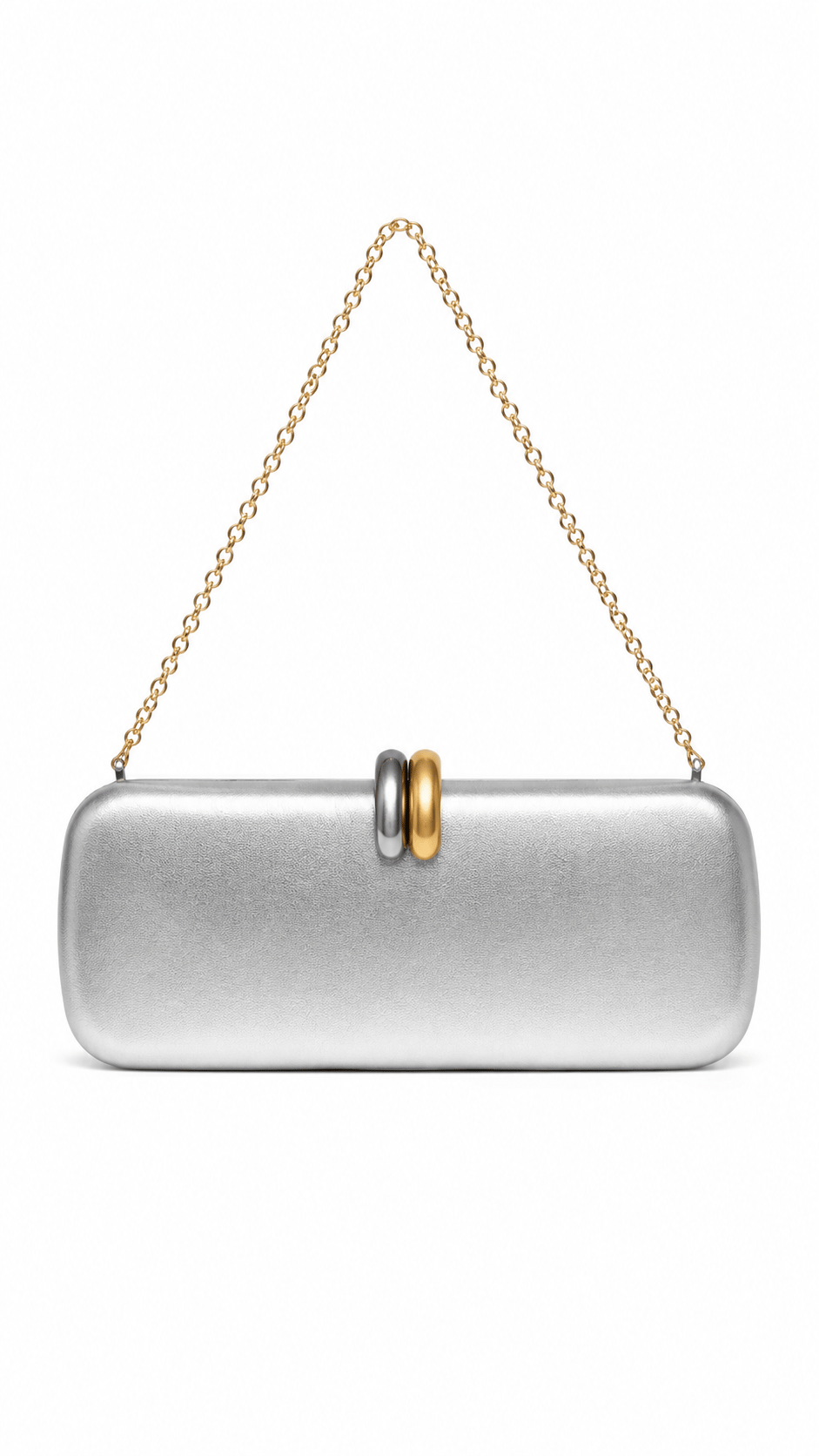 Lune Gri Zincir Askılı Kutu Formlu Clutch Çanta
