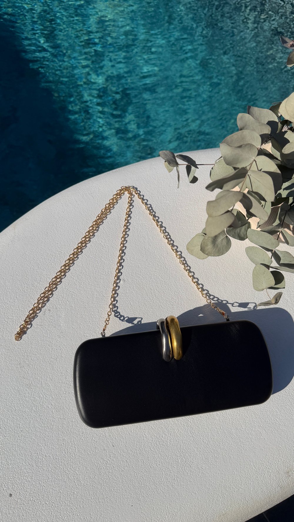 Lune Siyah Zincir Askılı Kutu Formlu Clutch Çanta