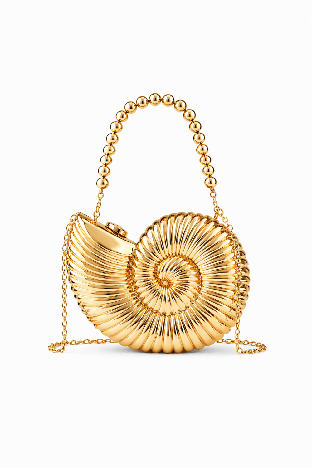 Salyangoz Gold Boncuk Saplı Hardcase Çanta | Gece & Davet