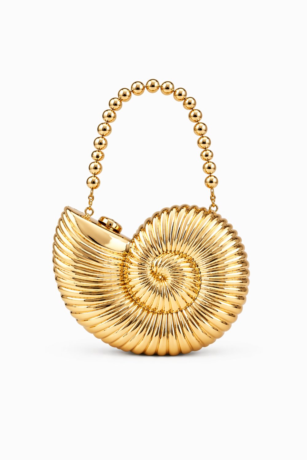 Salyangoz Gold Boncuk Saplı Hardcase Çanta | Gece & Davet