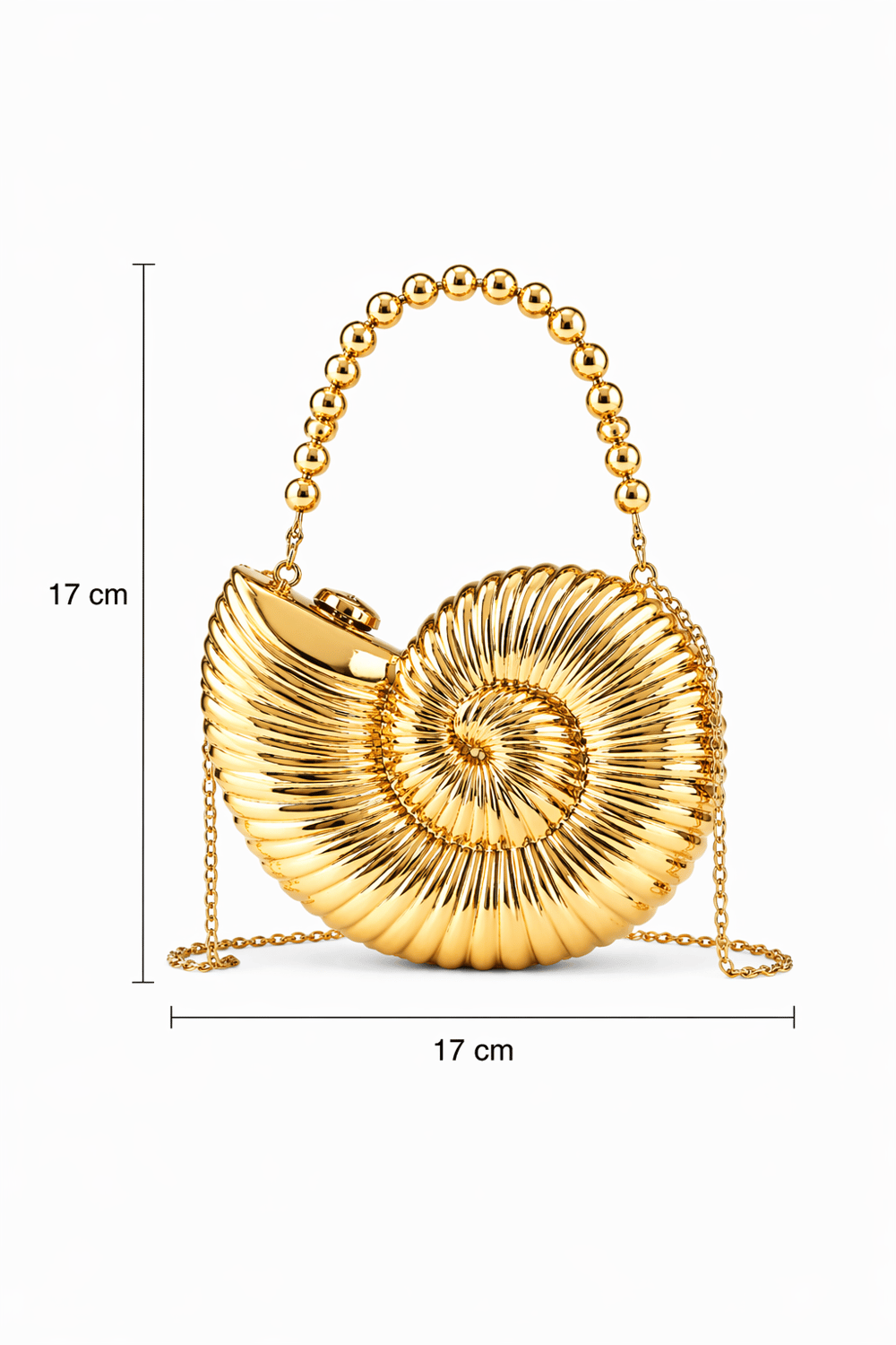 Salyangoz Gold Boncuk Saplı Hardcase Çanta | Gece & Davet