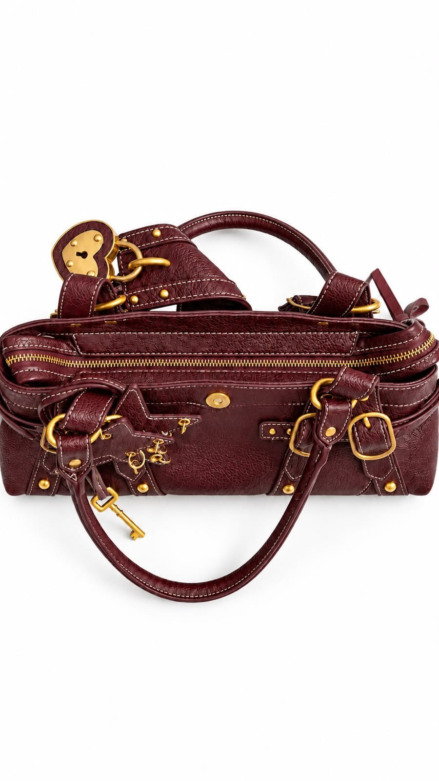 Valleria Bordo Charm Detaylı Vegan Deri Premium Çanta