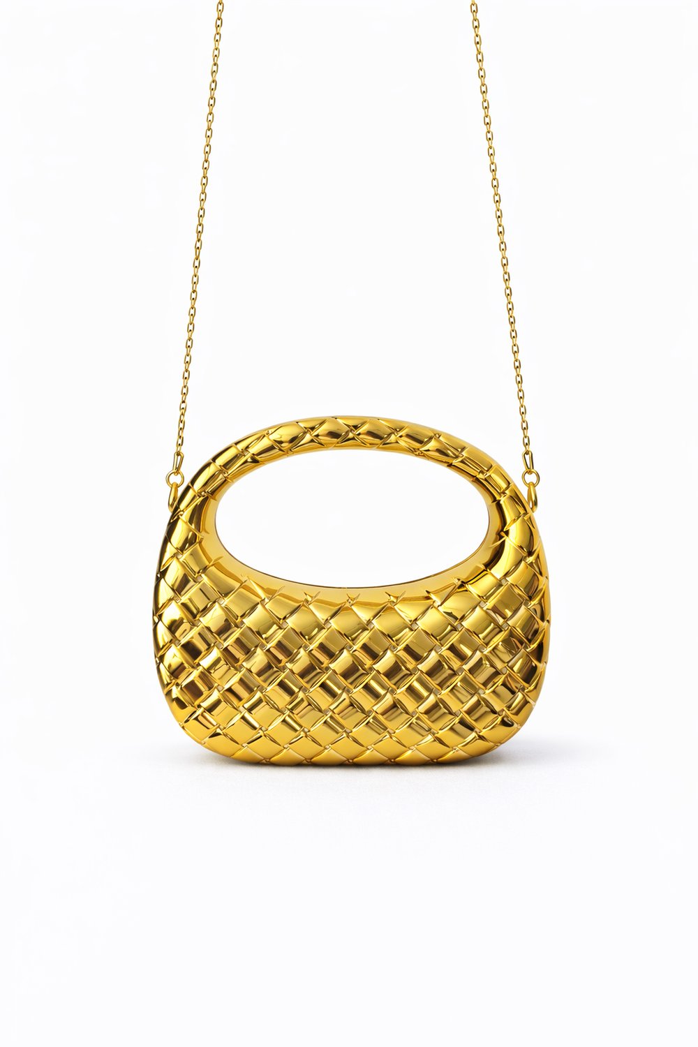 Weave Örgü Dokulu Gold Zincir Askılı Çanta