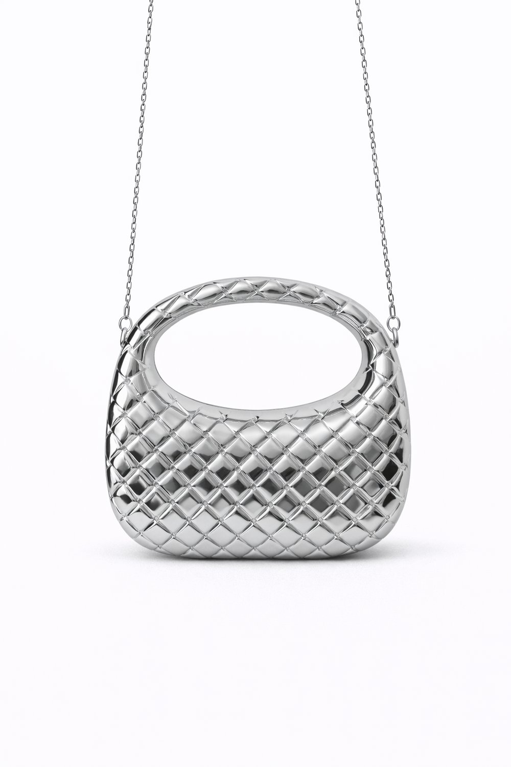 Weave Örgü Dokulu Silver Zincir Askılı Çanta