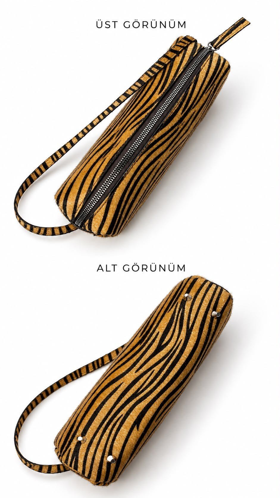 Zebra Desen Tüy Dokulu Baget Çanta
