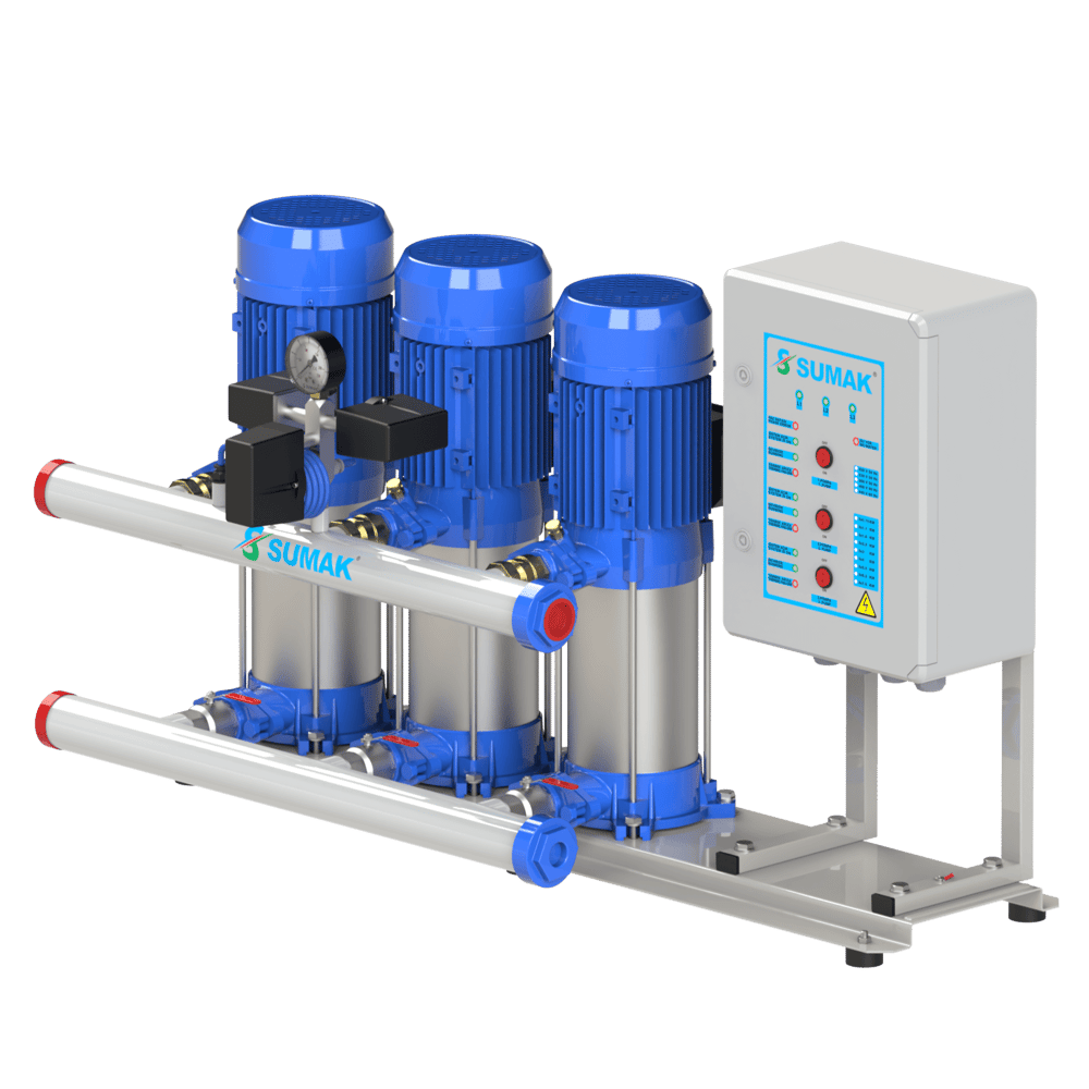 SUMAK SHT12C 220/4 Noril Fanlı 3 Pompalı Dik Hidrofor | 3x1.6 kW - 380 V