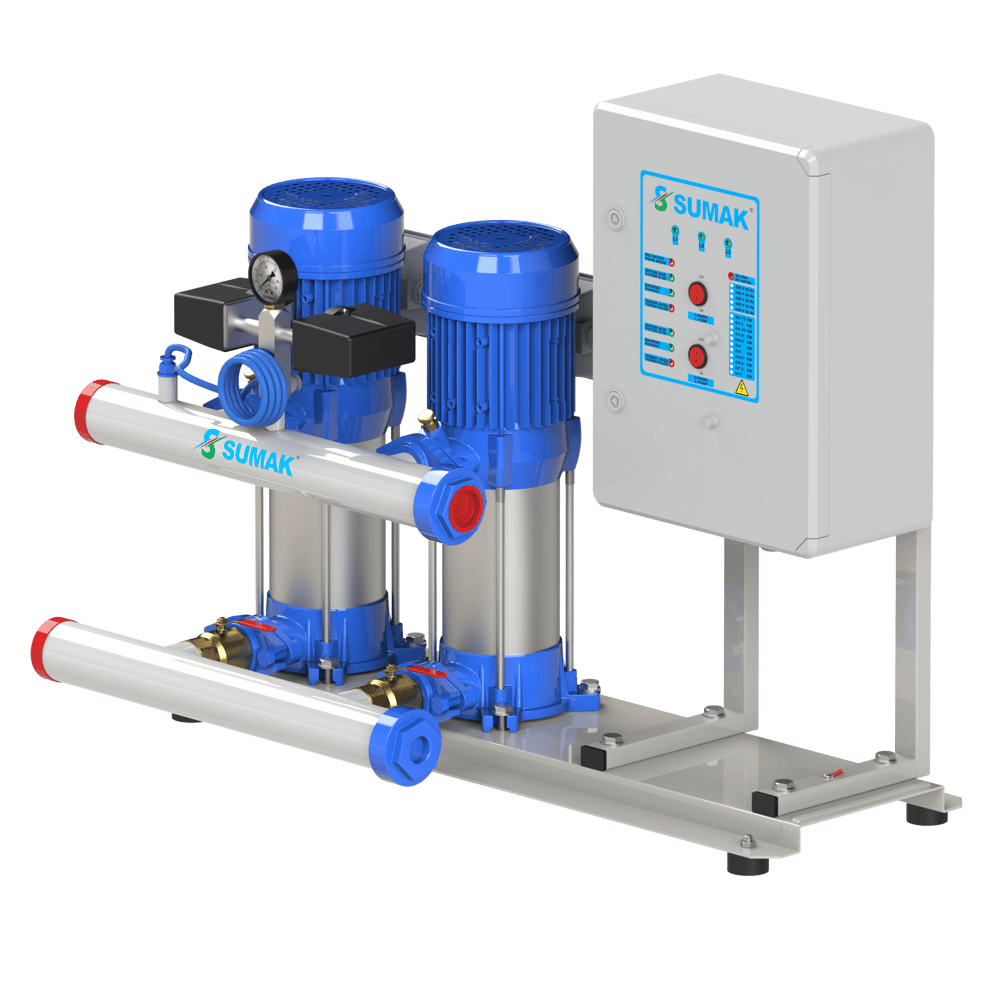 SUMAK SHT6B 180/10 Noril Fanlı 2 Pompalı Dik Hidrofor | 2x1.35 kW - 380 V