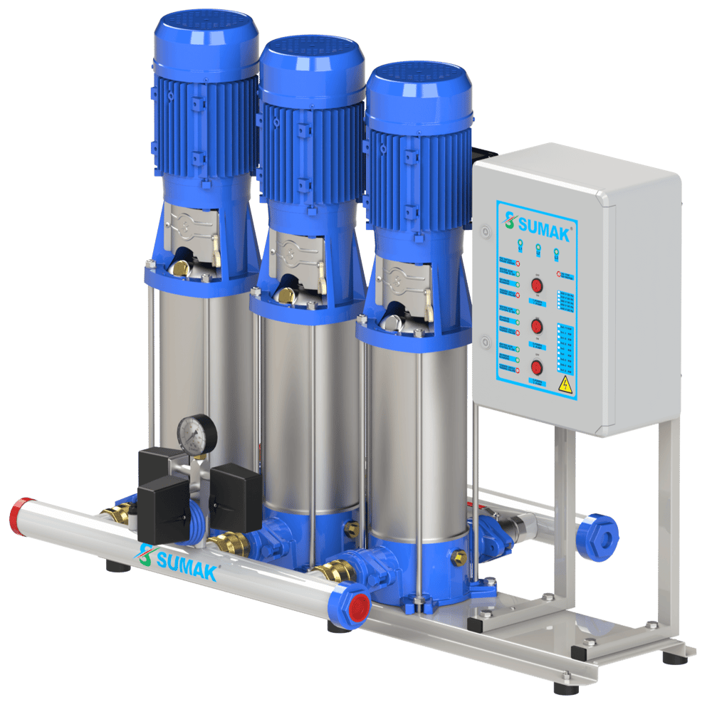 SUMAK SHTPD8 C 300/10 Paslanmaz Çarklı Dik 3 Pompalı Hidrofor | 3x2.2 kW - 380 V