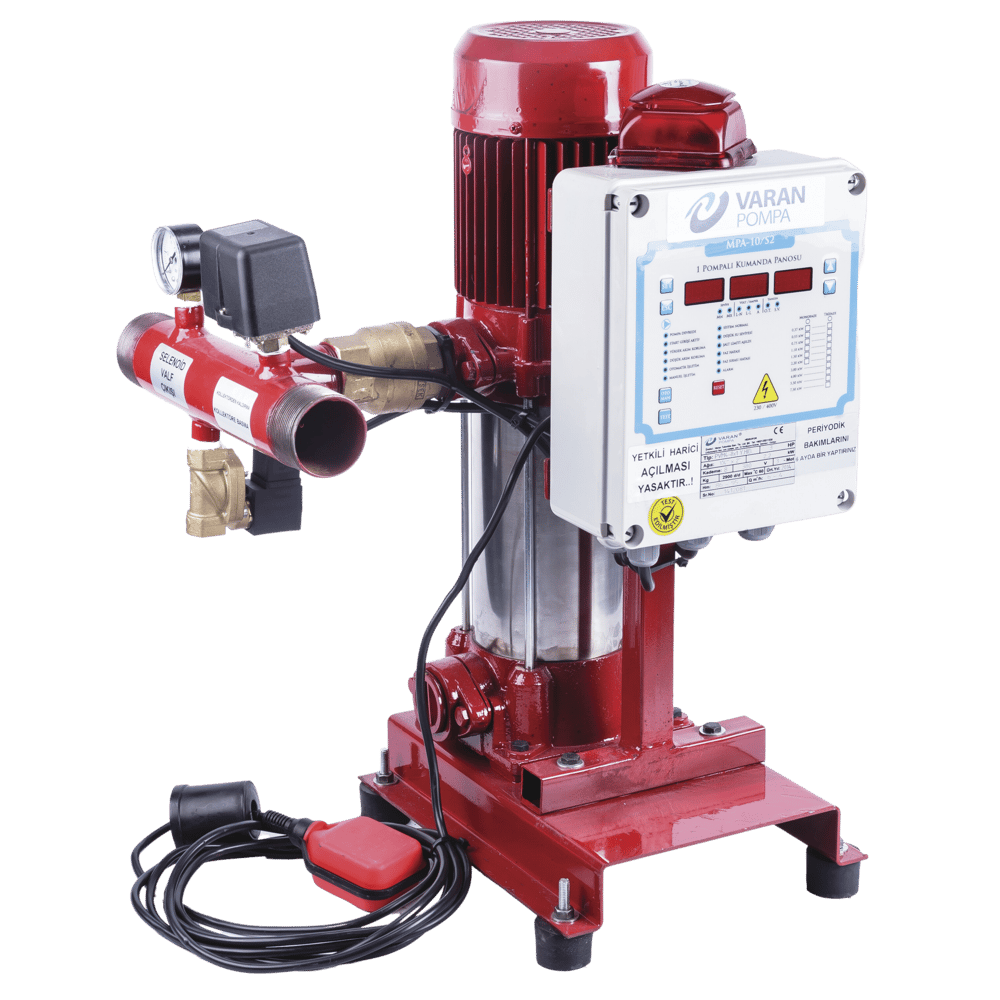 Varan PVM4-4x1 YHID Tek Pompalı Yangın Hidroforu  (Test Programlı, Siren-Işık Alarmlı) (1.5 HP / 1.1 kW) 5,3 mSS / 12 m3/h