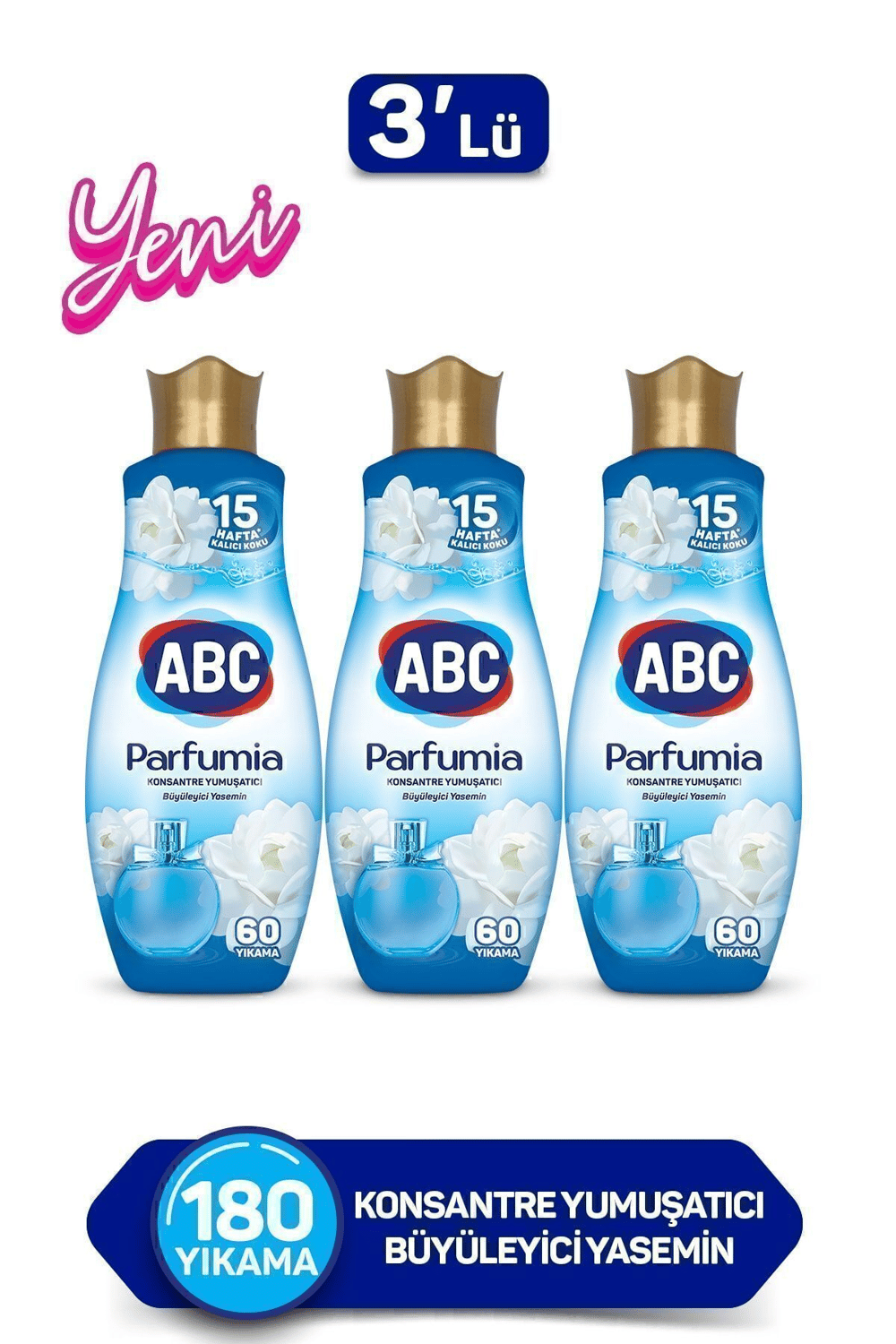 ABC Konsantre Yumuşatıcı Parfumia Büyüleyici Yasemin (Mavi) 1440ml x3 Adet