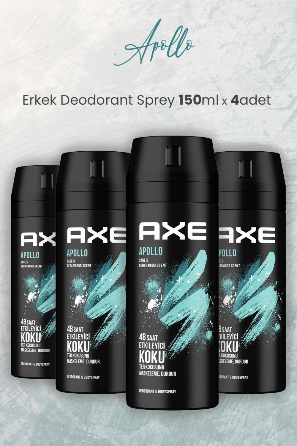 Axe Erkek Sprey Deodorant Apollo 150ml x4 Adet