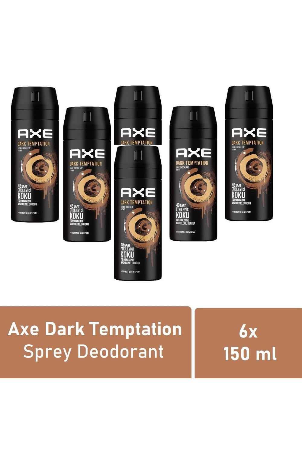 Axe Erkek Sprey Deodorant Dark Temptation 150ml x6 Adet