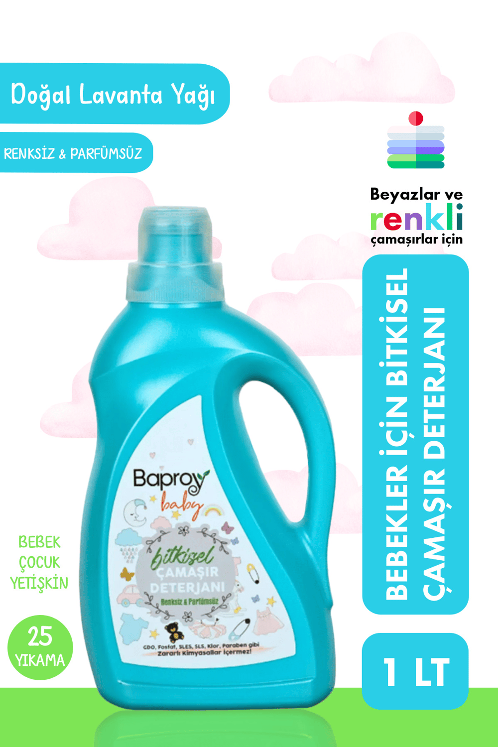 Baproy Bebekler Için Bitkisel Çamaşır Deterjanı 1 Litre 25 Yıkama Baby001