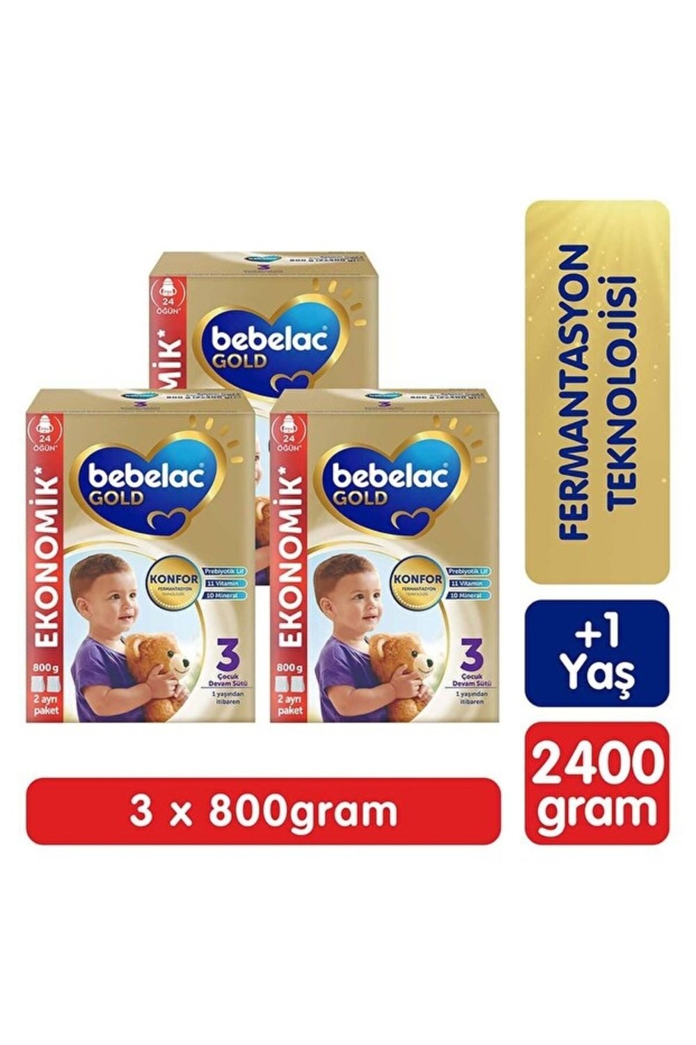 Bebelac Gold Konfor 3 Devam Sütü 1 Yaş+ 800 Gr x 3 Adet