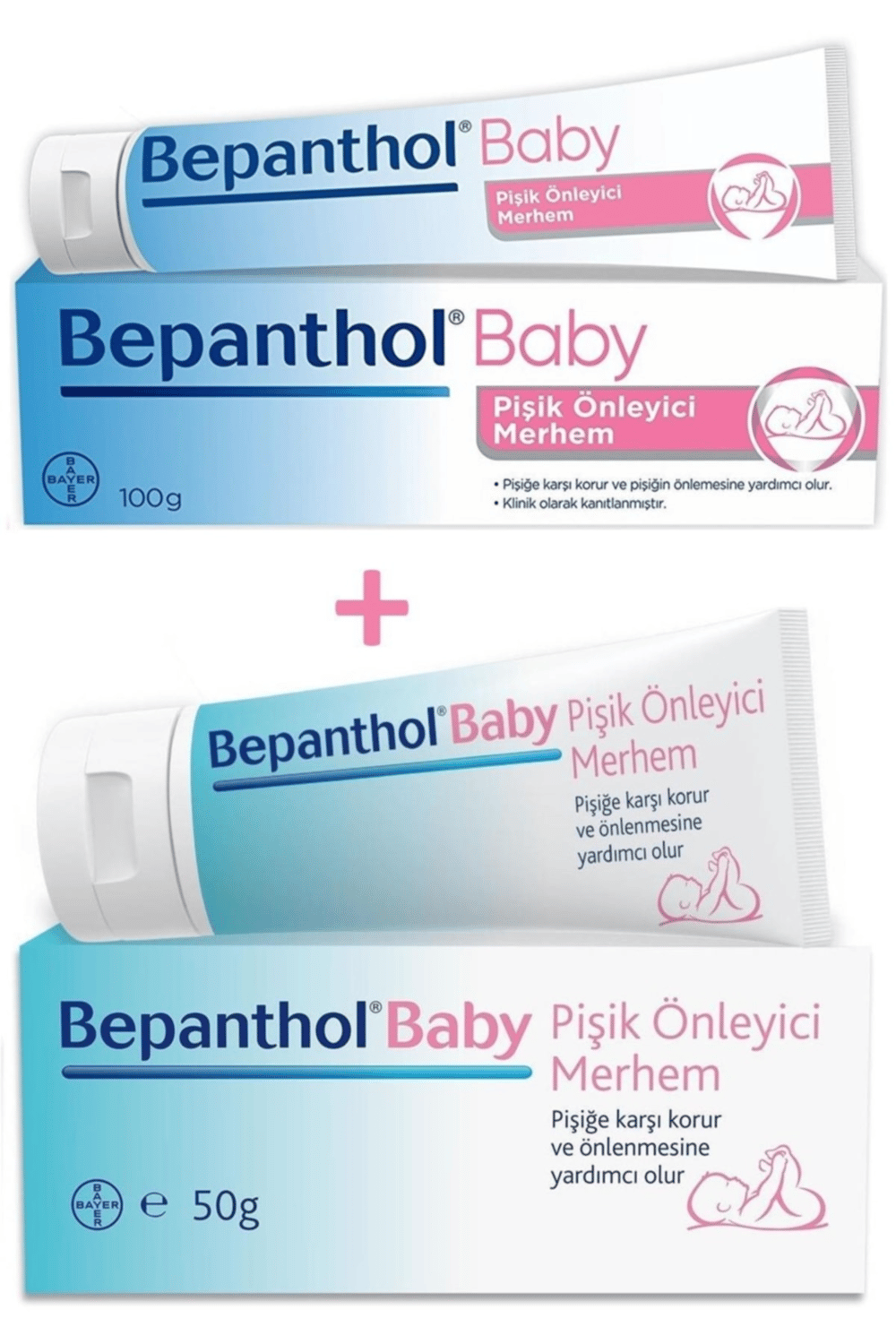 Bepanthol Baby Pişik Önleyici Merhem 100 gr+ Bepanthol Baby Pişik Önleyici Merhem 50 gr