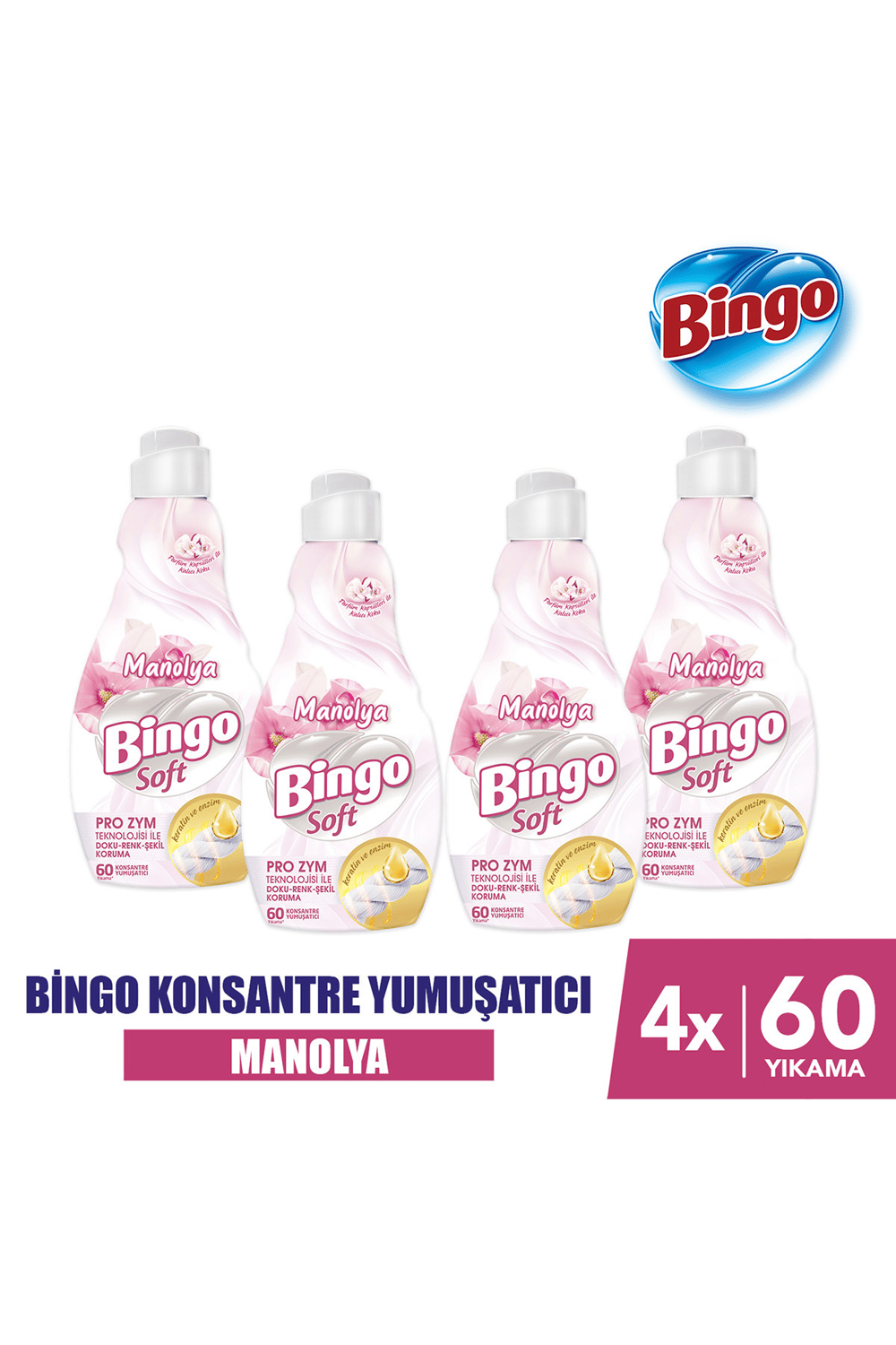 Bingo Konsantre Yumuşatıcı Manolya 1440ml x4 